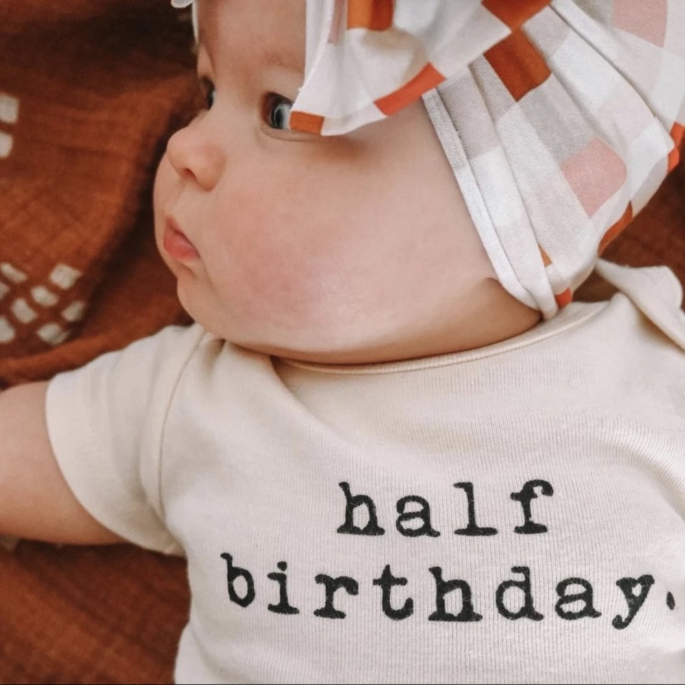 Cream 'Half Birthday' Bodysuit
